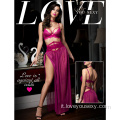 Abito di garza sexy lungo abito di lingerie viola